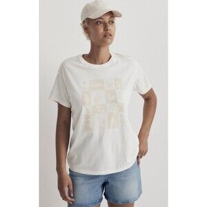 Madewell Softfade Cotton Oversized Tee Size XS Graphic Tan Cream (M03)